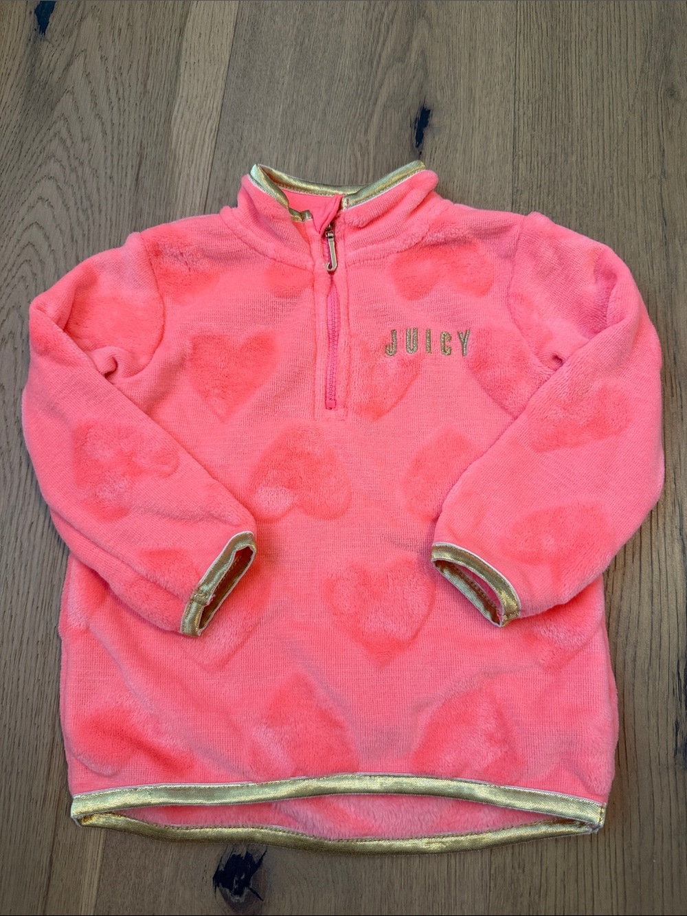 Juicy Couture Baby Girl Pink and Gold Quarter Zip - Size 12 months - Like New!